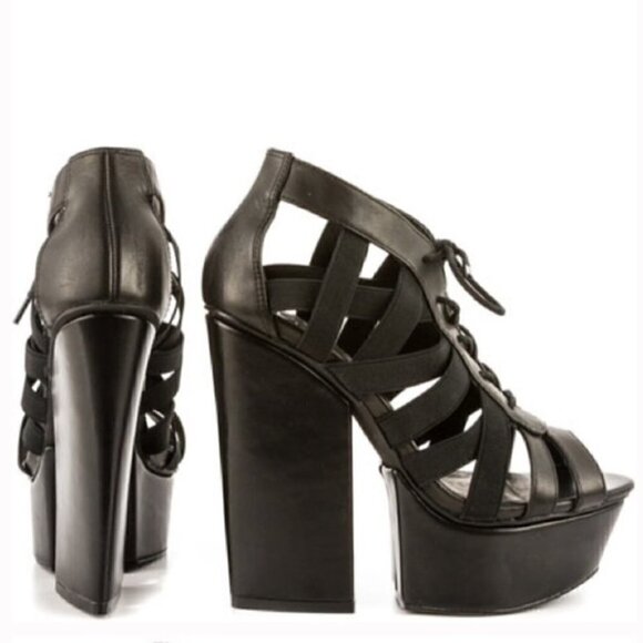 Shelly London Strappy Platform Heels Ankle Boot - Picture 1 of 4
